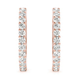 Rose gold Round Diamond Hoop Earrings with Prong Setting 1