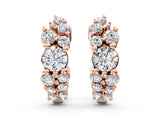 Rose gold Round Diamond Hydrangea Bouquet Hoop Earrings with Diamond Accents_4