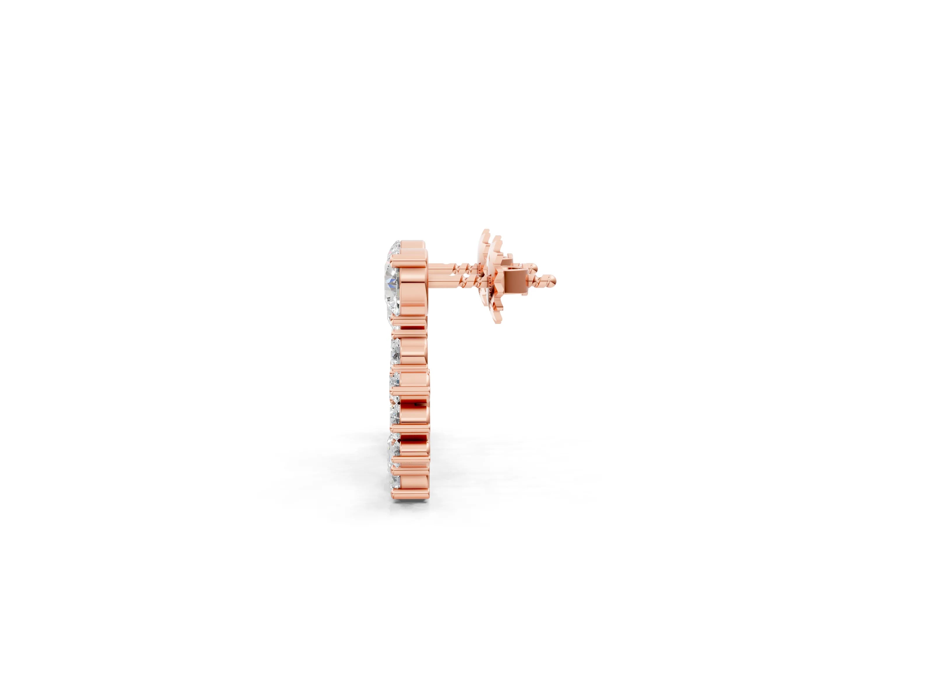 Rose gold Round Diamond Hydrangea Bouquet Open Hoop Earrings_1