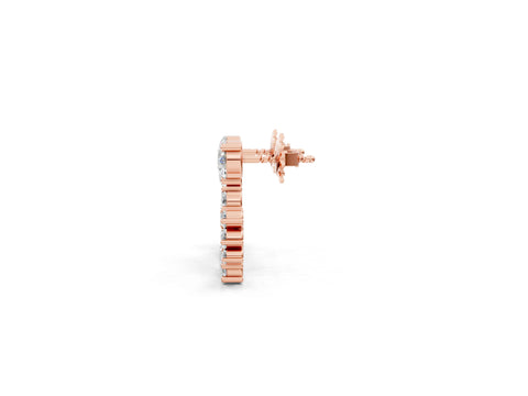 Rose gold Round Diamond Hydrangea Bouquet Open Hoop Earrings_1