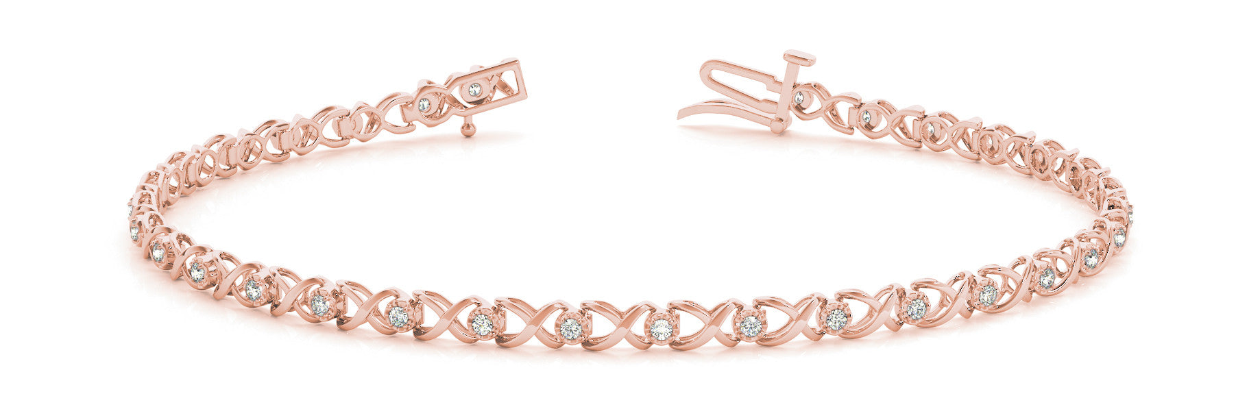 Rose gold Round Diamond Infinity Link Tennis Bracelet with Prong Setting