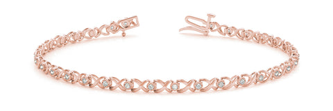 Rose gold Round Diamond Infinity Link Tennis Bracelet with Prong Setting