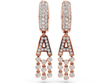 Rose gold Round Diamond Initial A Huggie Hoop Earrings