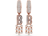 Rose gold Round Diamond Initial B Huggie Hoop Earrings_8
