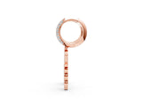 Rose gold Round Diamond Initial C Huggie Hoop Earrings_1