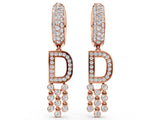 Rose gold Round Diamond Initial D Huggie Hoop Earrings