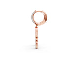 Rose gold Round Diamond Initial D Huggie Hoop Earrings_1