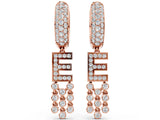 Rose gold Round Diamond Initial E Huggie Hoop Earrings
