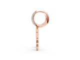 Rose gold Round Diamond Initial F Huggie Hoop Earrings_1