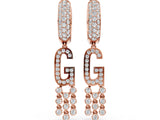 Rose gold Round Diamond Initial G Huggie Hoop Earrings_4
