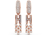 Rose gold Round Diamond Initial H Huggie Hoop Earrings