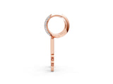 Rose gold Round Diamond Initial H Huggie Hoop Earrings_1
