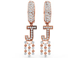 Rose gold Round Diamond Initial J Huggie Hoop Earrings