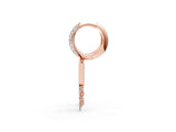 Rose gold Round Diamond Initial J Huggie Hoop Earrings_1