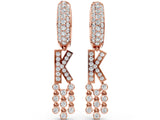 Rose gold Round Diamond Initial K Huggie Hoop Earrings
