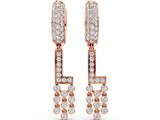 Rose gold Round Diamond Initial L Huggie Hoop Earrings