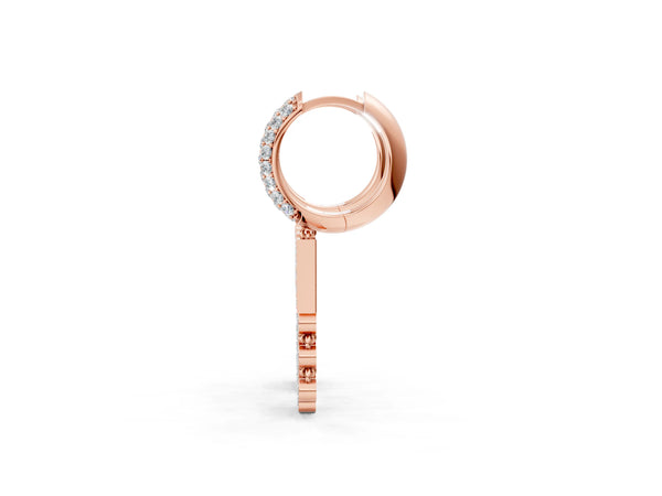 Rose gold Round Diamond Initial N Huggie Hoop Earrings