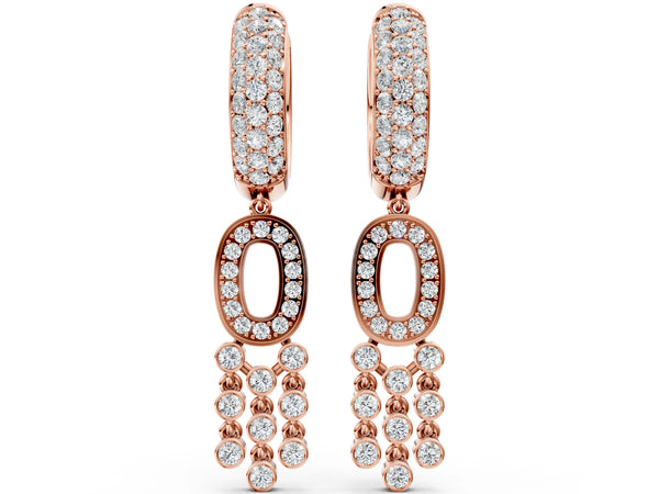 Rose gold Round Diamond Initial O Huggie Hoop Earrings