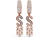 Rose gold Round Diamond Initial S Huggie Hoop Earrings