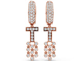 Rose gold Round Diamond Initial T Huggie Hoop Earrings_4