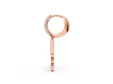 Rose gold Round Diamond Initial T Huggie Hoop Earrings_5