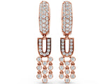 Rose gold Round Diamond Initial U Huggie Hoop Earrings_4