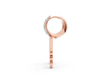 Rose gold Round Diamond Initial V Huggie Hoop Earrings_1