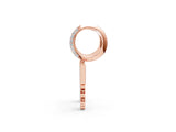 Rose gold Round Diamond Initial W Huggie Hoop Earrings_1