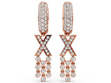 Rose gold Round Diamond Initial X Huggie Hoop Earrings