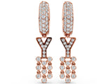 Rose gold Round Diamond Initial Y Huggie Hoop Earrings