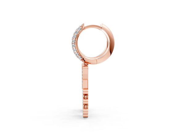 Rose gold Round Diamond Initial Y Huggie Hoop Earrings