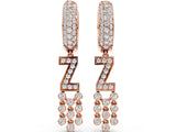 Rose gold Round Diamond Initial Z Huggie Hoop Earrings