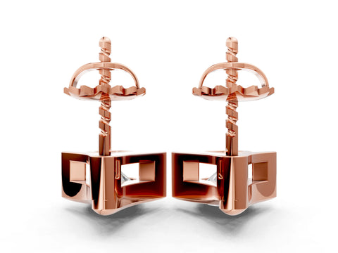 Rose gold Round Diamond Inverted V Stud Earrings