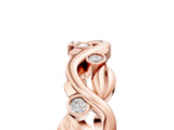 Rose gold Round Diamond Leaf Eternity Band with Bezel Setting_135