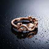 Rose gold Round Diamond Leaf Eternity Band with Bezel Setting
