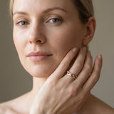 Rose gold Round Diamond Leaf Eternity Band with Bezel Setting