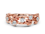 Rose gold Round Diamond Leaf Motif Band with Prong Setting_4