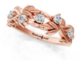 Rose gold Round Diamond Leaf Motif Band with Prong Setting_5