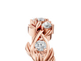 Rose gold Round Diamond Leaf Motif Band with Prong Setting_9