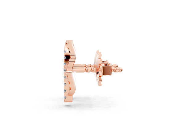 Rose gold Round Diamond Leaf Stud Earrings