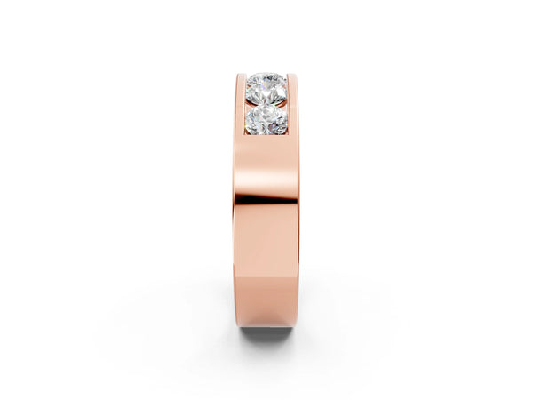 Rose gold Round Diamond Linear Channel Mens Band