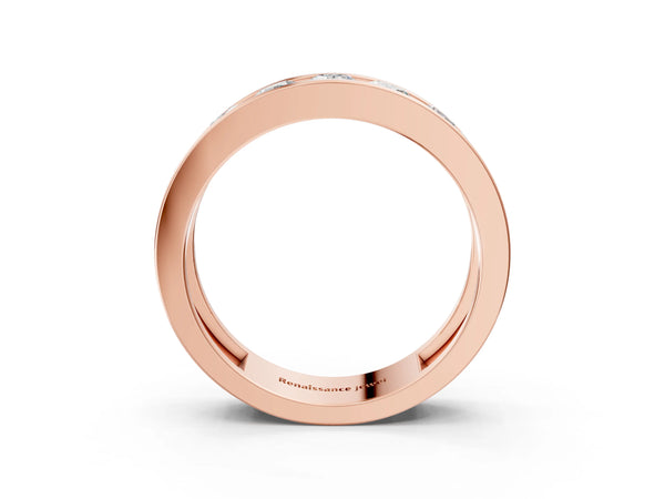 Rose gold Round Diamond Linear Channel Mens Band