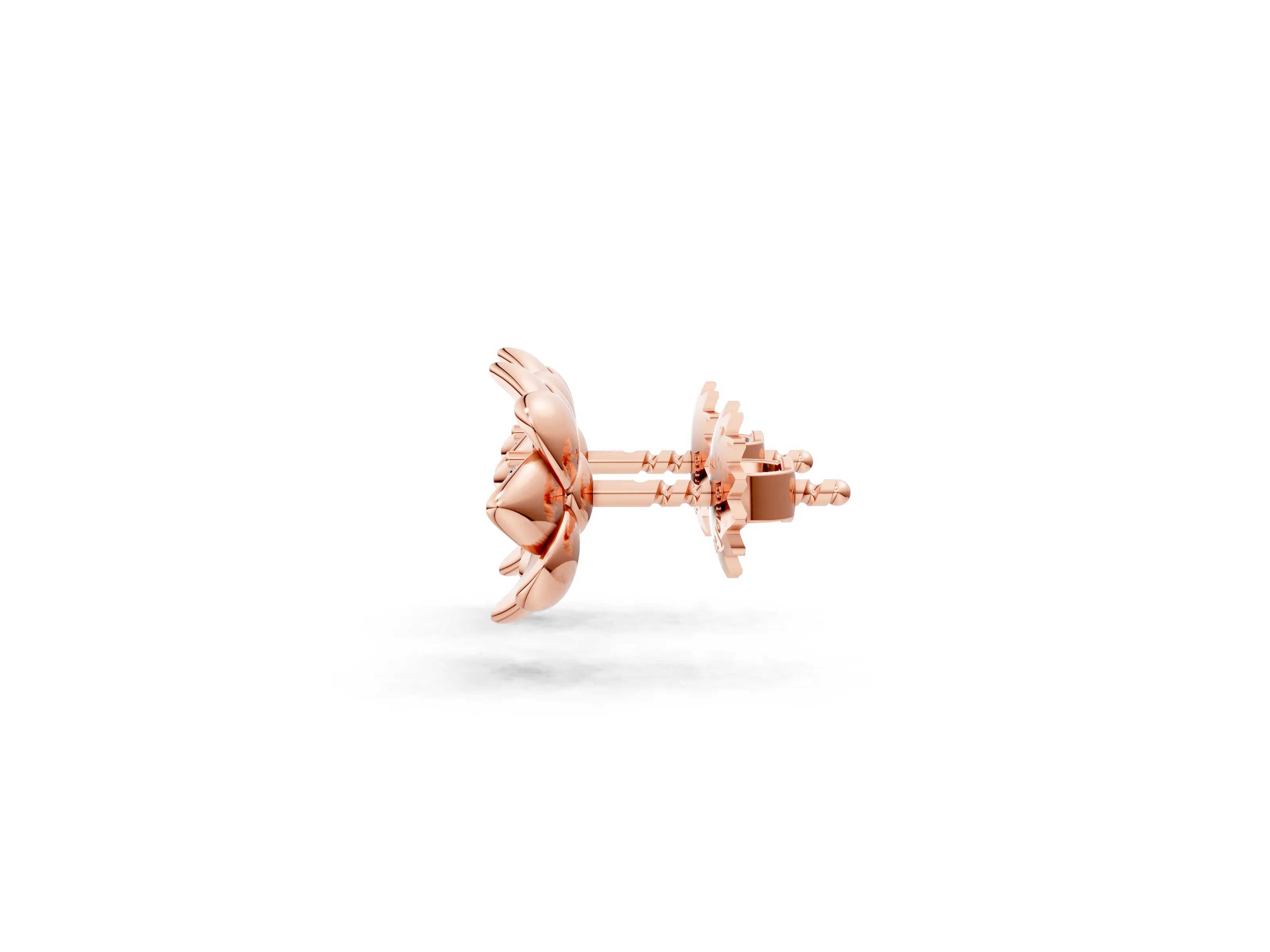 Rose gold Round Diamond Magnolia Floral Stud Earrings_5