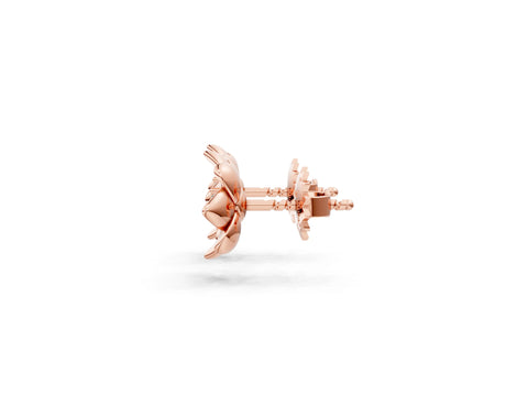 Rose gold Round Diamond Magnolia Floral Stud Earrings_5