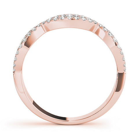 Rose gold Round Diamond Marquise Halo Twist Band with Pavé Setting 2