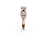 Rose gold Round Diamond Marquise Halo Twist Band with Pavé Setting_25