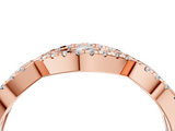 Rose gold Round Diamond Marquise Halo Twist Band with Pavé Setting_27