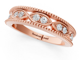 Rose gold Round Diamond Marquise Milgrain Two-Tone Prong Set Band_1