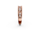 Rose gold Round Diamond Marquise Milgrain Two-Tone Prong Set Band_2