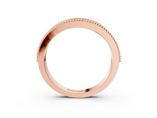 Rose gold Round Diamond Marquise Milgrain Two-Tone Prong Set Band
